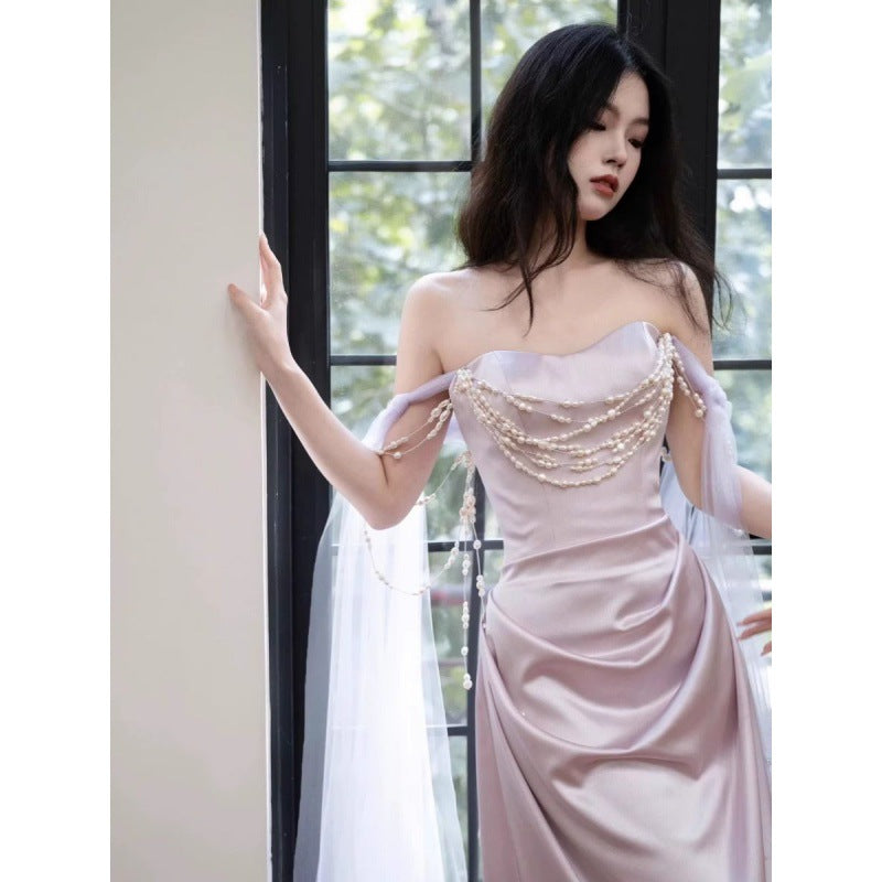 TOAST Clothing Morning Gowns Female Bride Marriage Engagement Evening Dress High-End Sense Niche Light Wedding Dress French Tube Top Dress