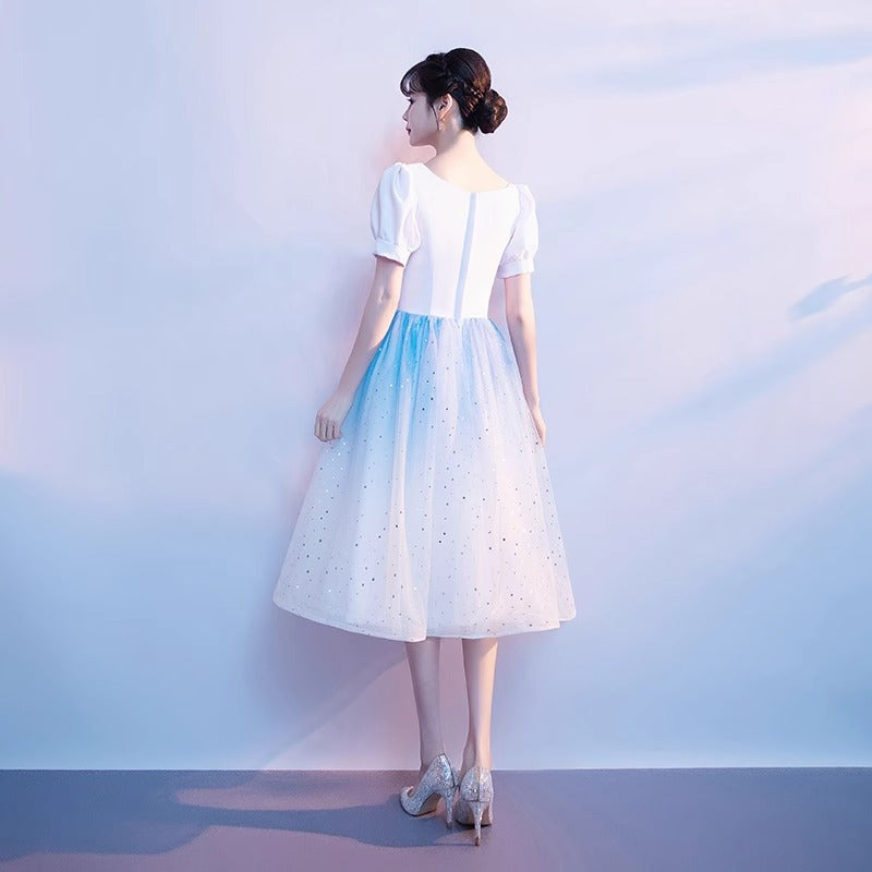 Red Song Choir Performance Dress for Women Modern Adult Banquet Conductor Dress Slim Gradient Color Art Exam Dress Academy Style