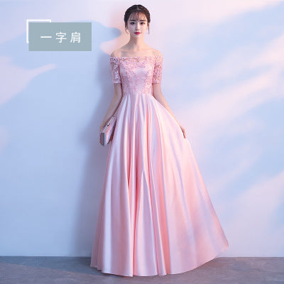 Long Bridesmaid Dress 2024 New Spring and Summer Korean Style Slim Fit Slimming Sisters Group Dress Performance Graduation Dress for Women