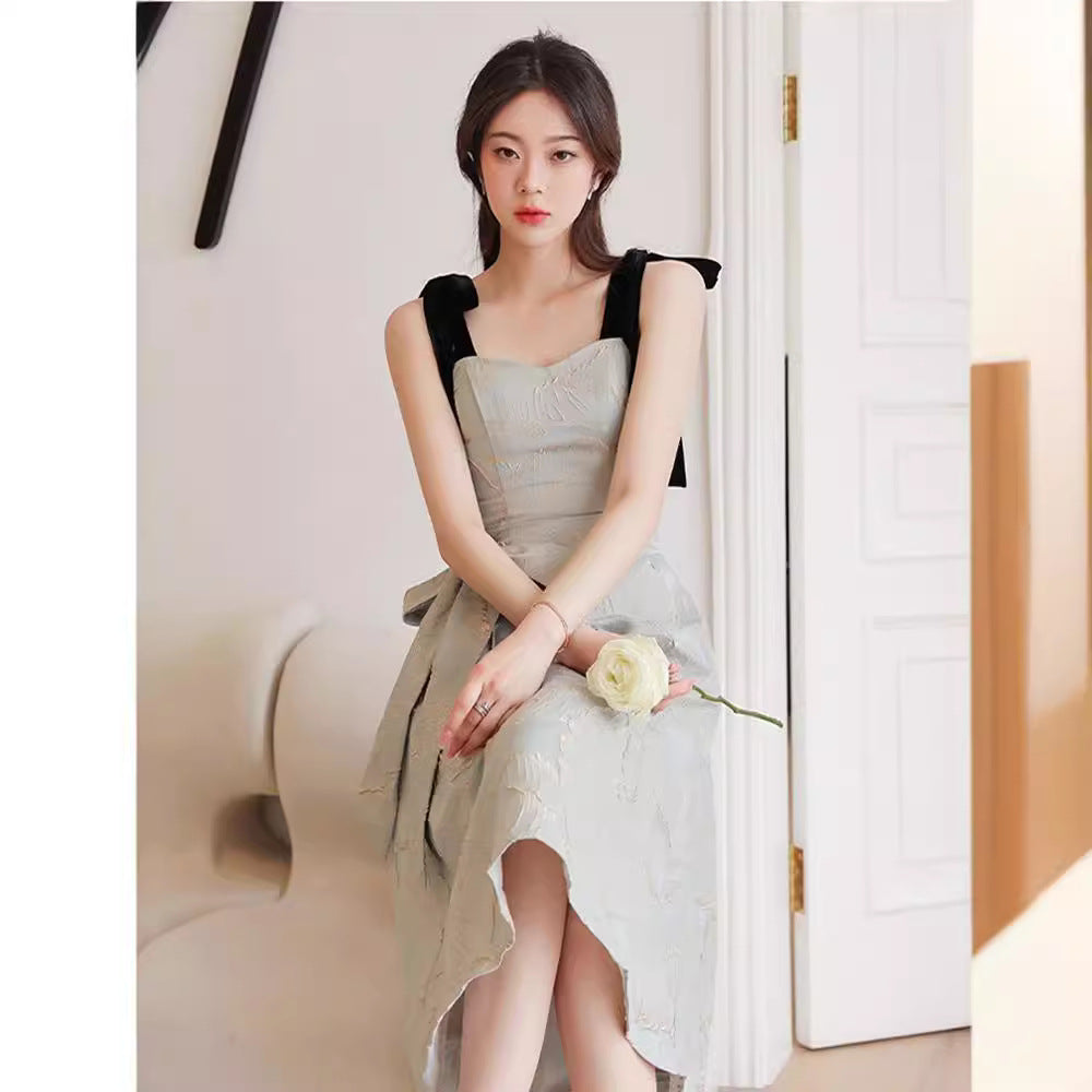 French Style Black Evening Dress Hepburn Style High-End Affordable Luxury Niche Temperament Adult Ceremony Toast Dress High-Grade Light Wedding Dress