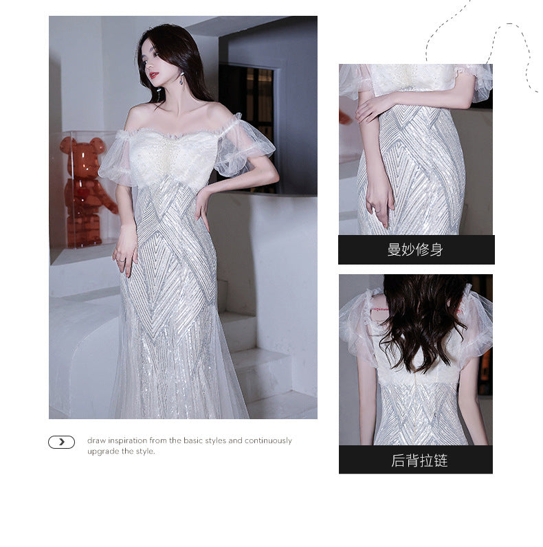 French Evening Dress Women's Banquet 2024 Fairy High-End Affordable Luxury Niche Dinner High-End High Sense Host Adult