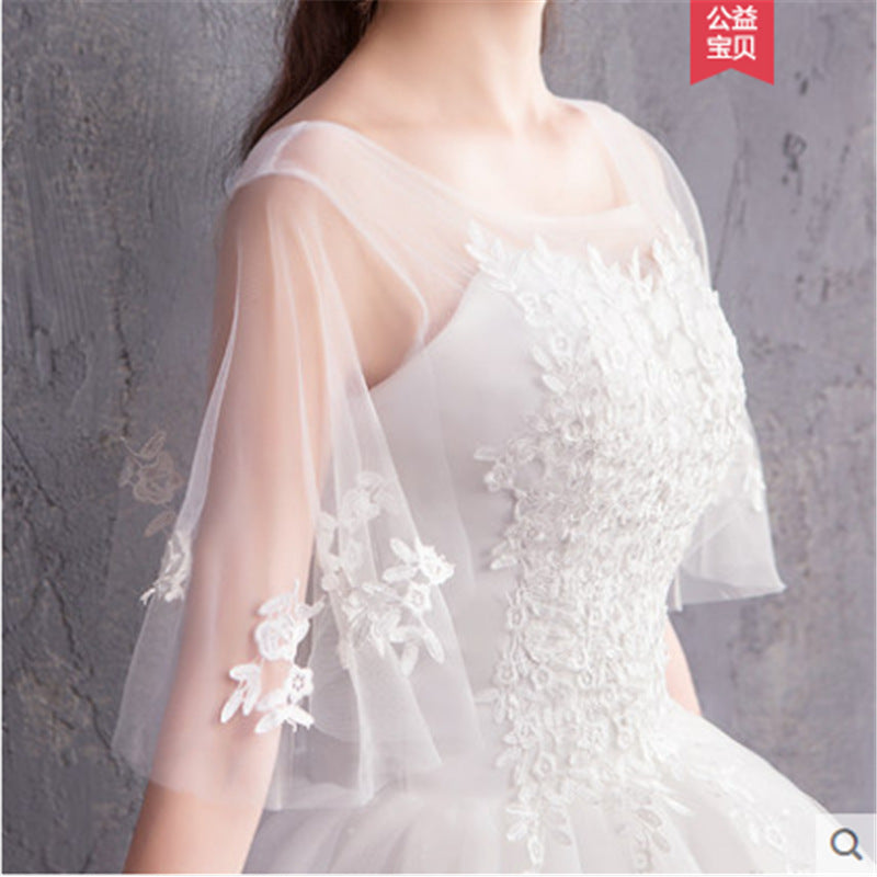 Primary Wedding Dress 2024 New Bridal Wedding off-Shoulder Wedding Dress Simple Korean Style Floor-Length Light Wedding Dress Factory Approval