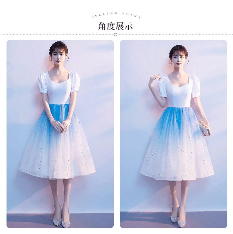 Red Song Choir Performance Dress for Women Modern Adult Banquet Conductor Dress Slim Gradient Color Art Exam Dress Academy Style