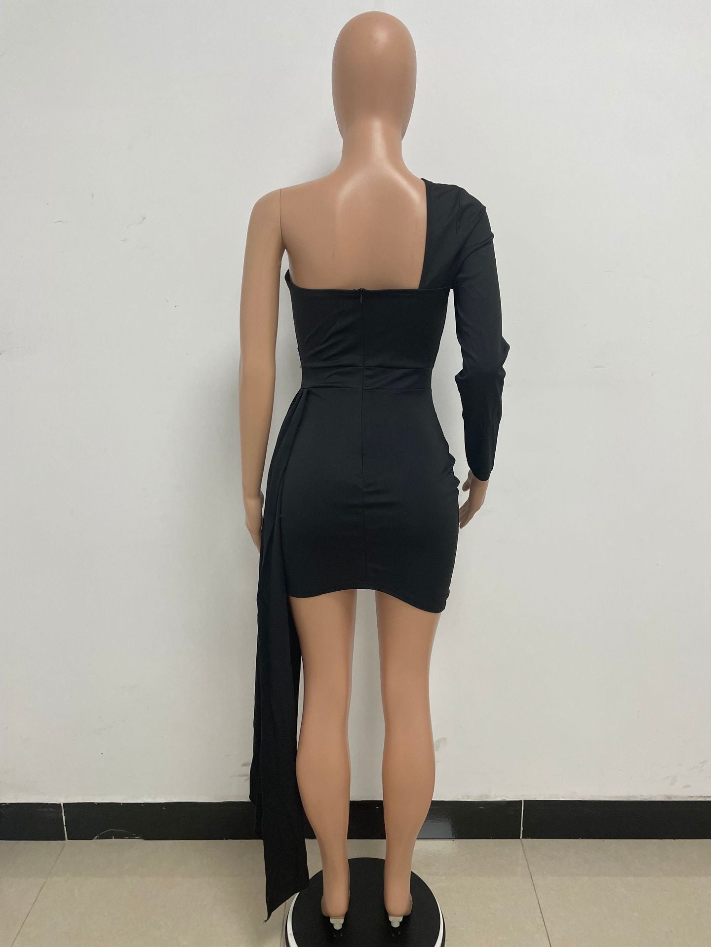 Summer Women's Dress Solid Color Backless Pleated Hip Skirt EBay Independent Stand Shoulder Long Sleeve Ribbon Dress Women