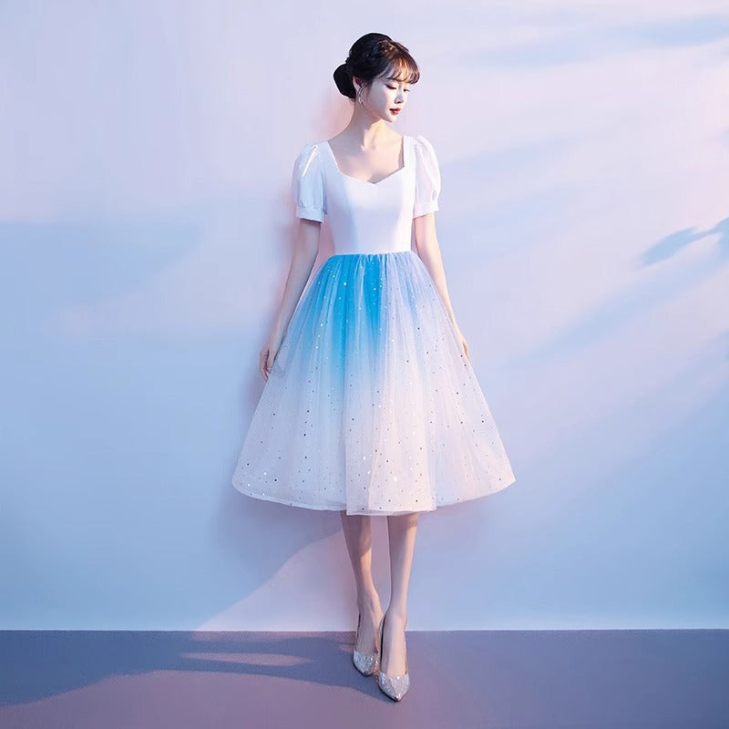 Red Song Choir Performance Dress for Women Modern Adult Banquet Conductor Dress Slim Gradient Color Art Exam Dress Academy Style