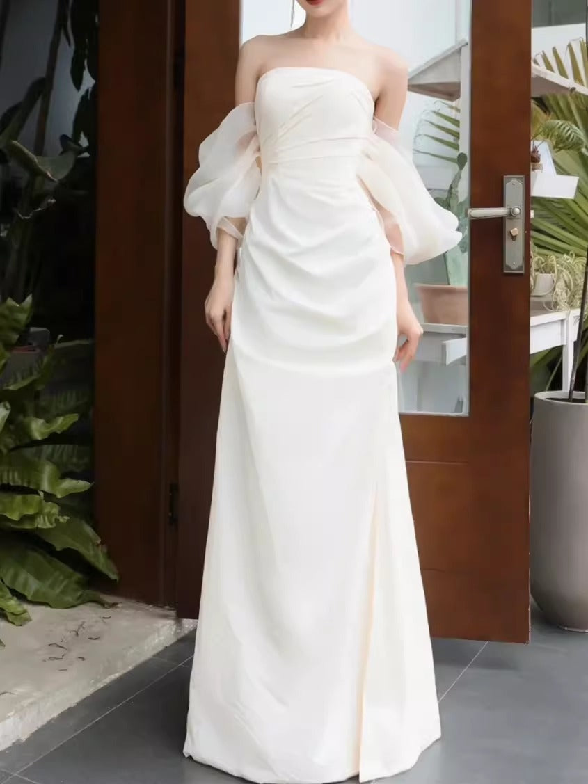 French Light Wedding Dress Bridal Outdoor Travel Shooting Dress Light Luxury Minority High-End Welcome Yarn Toast Dress