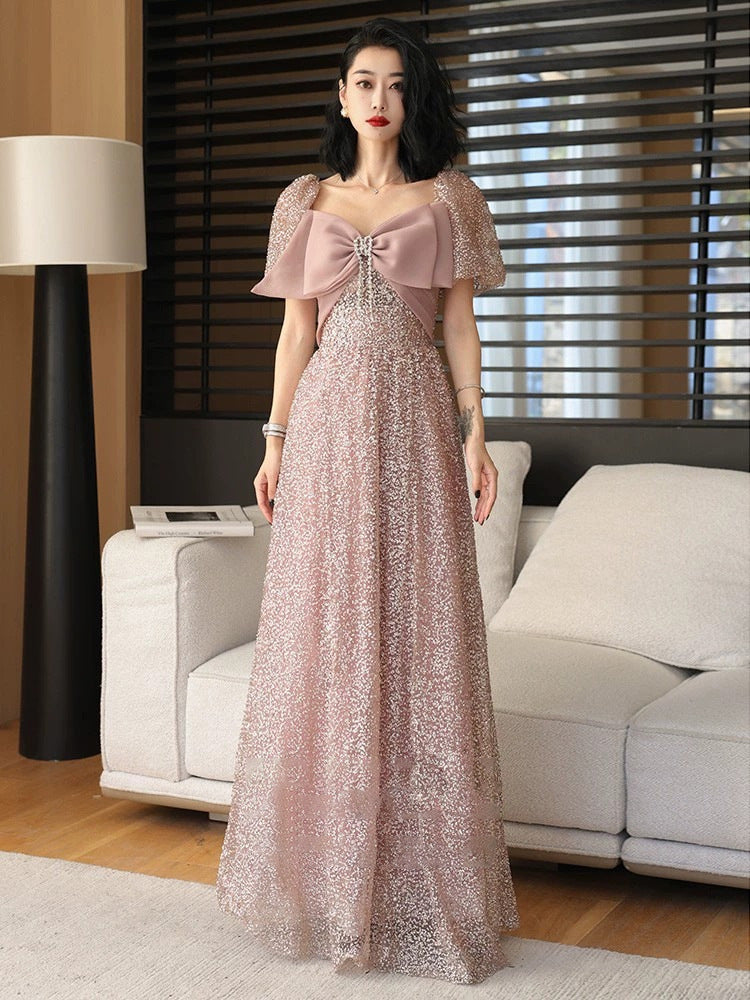 Light Luxury Evening Dress for Women 2024 New High Sense Elegant Sequins Banquet Annual Meeting Host Long Show Dress