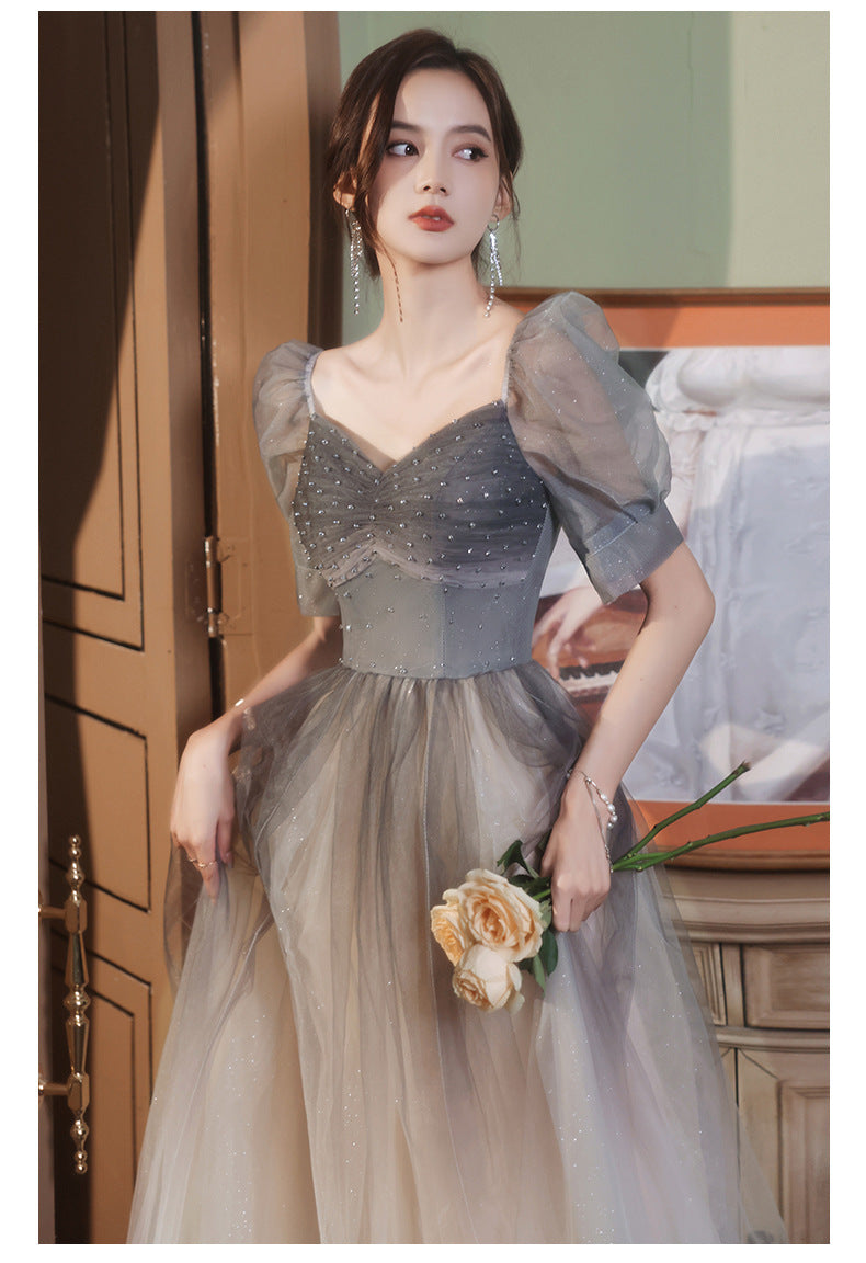 French Evening Dress for Women Light Luxury Minority High-End Banquet Elegant Art Exam High Sense Adult Formal Dress Dress Summer