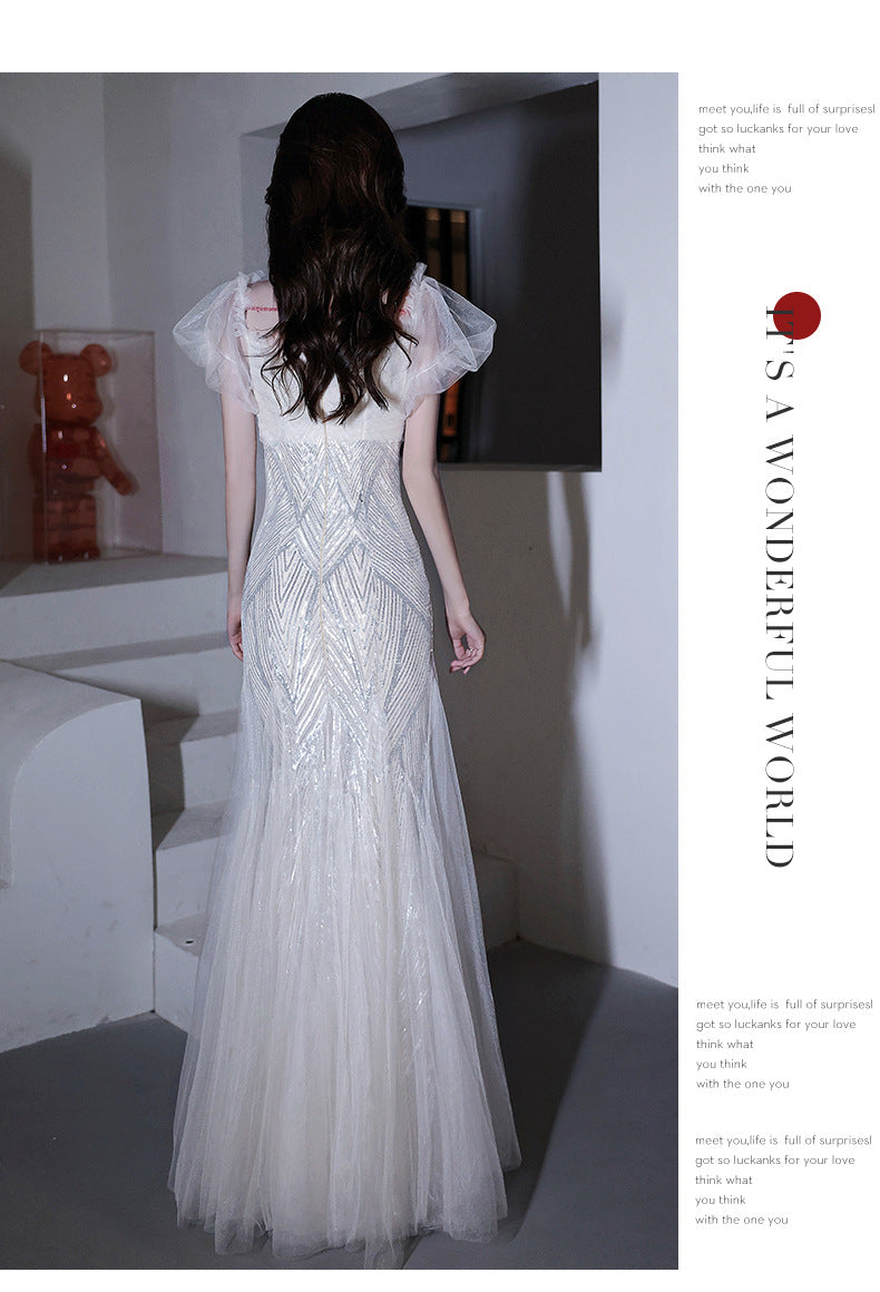 French Evening Dress Women's Banquet 2024 Fairy High-End Affordable Luxury Niche Dinner High-End High Sense Host Adult