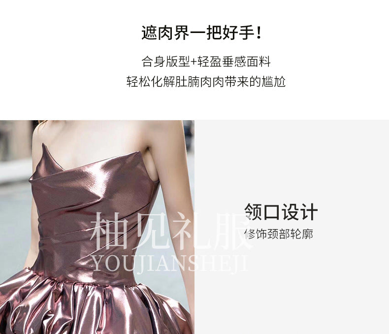 Fishtail Evening Dress Women's High-Grade Banquet Temperament Host Tube Top Bride Engagement Dress Toast Dress Autumn