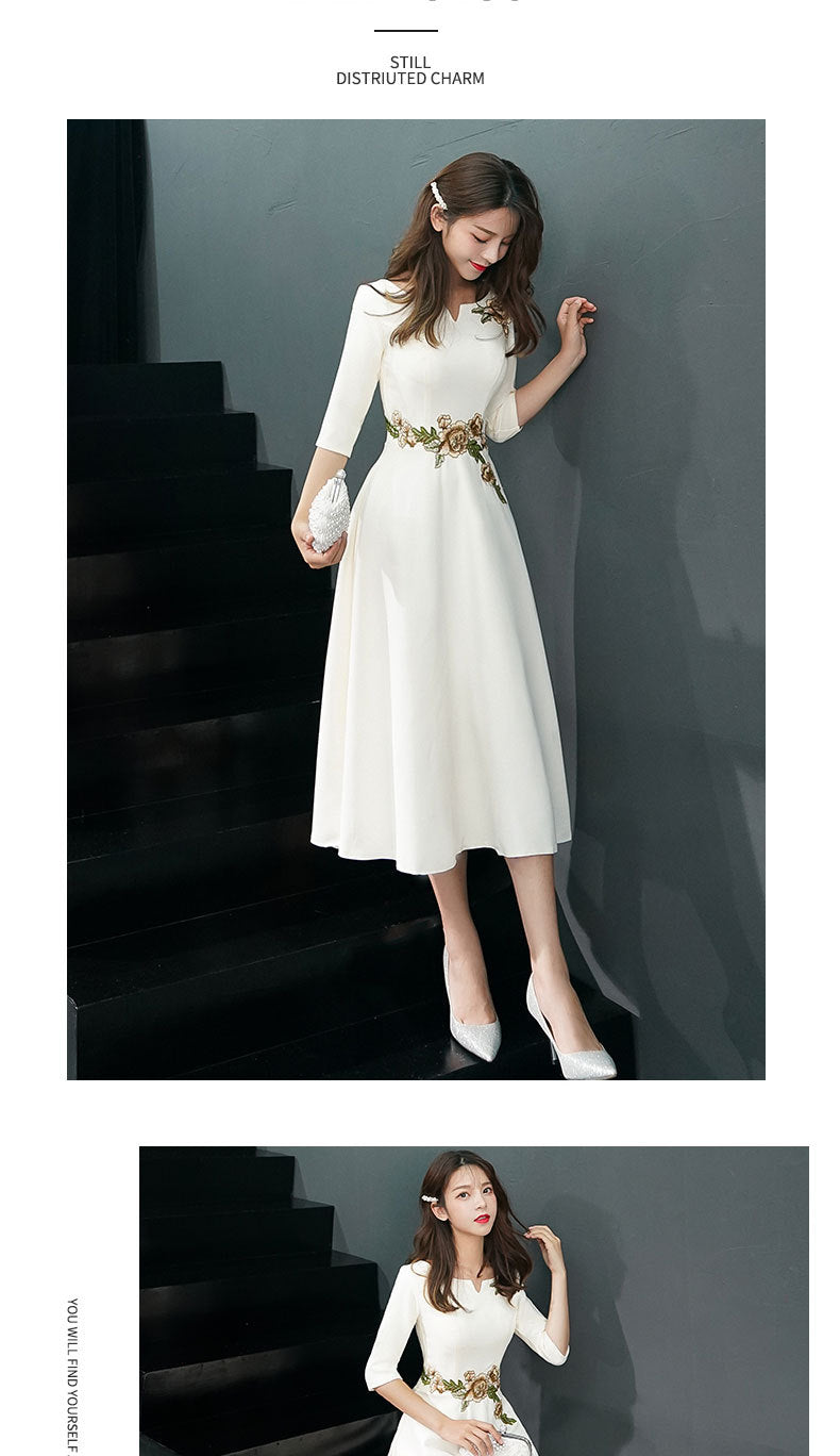 Banquet Evening Dress Dress Women's 2024 New Annual Meeting Host Elegant Long Sleeve Party Dress Mid-Length