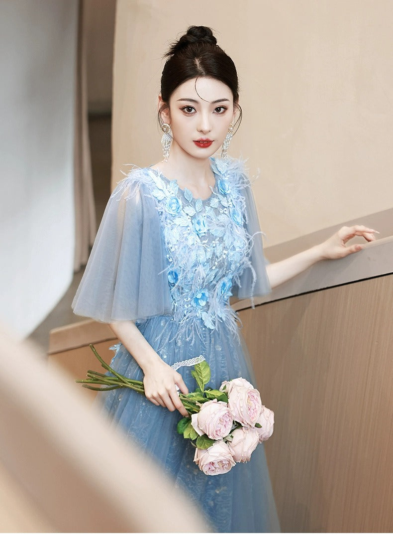 Blue Evening Dress High-End Affordable Luxury Niche Fairy 2024 New High Sense Dinner French Host Long