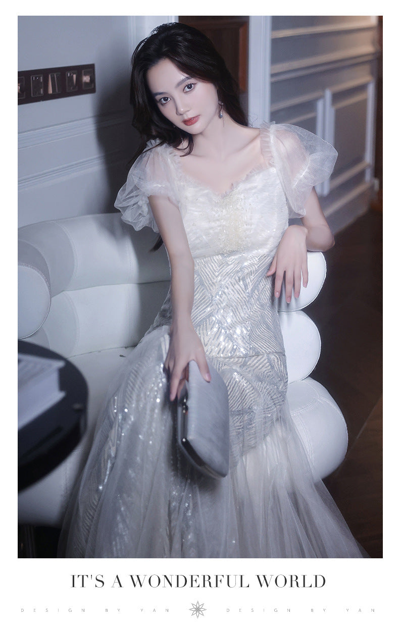 French Evening Dress Women's Banquet 2024 Fairy High-End Affordable Luxury Niche Dinner High-End High Sense Host Adult