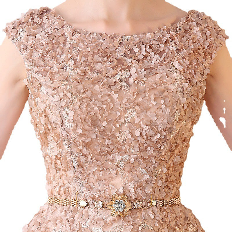 Evening Dress Women's Short 2024 New Banquet Elegant Host Dress Sweet Princess Party Dress