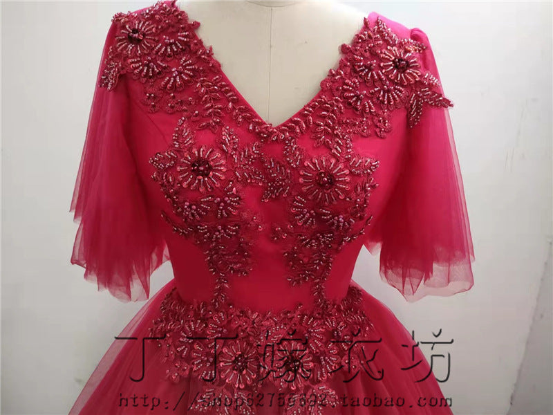 Colored Mesh 2024 New Bubble Skirt Vocal Music Student Art Exam Dress Female Long Bel Canto Solo Performance Costume Host