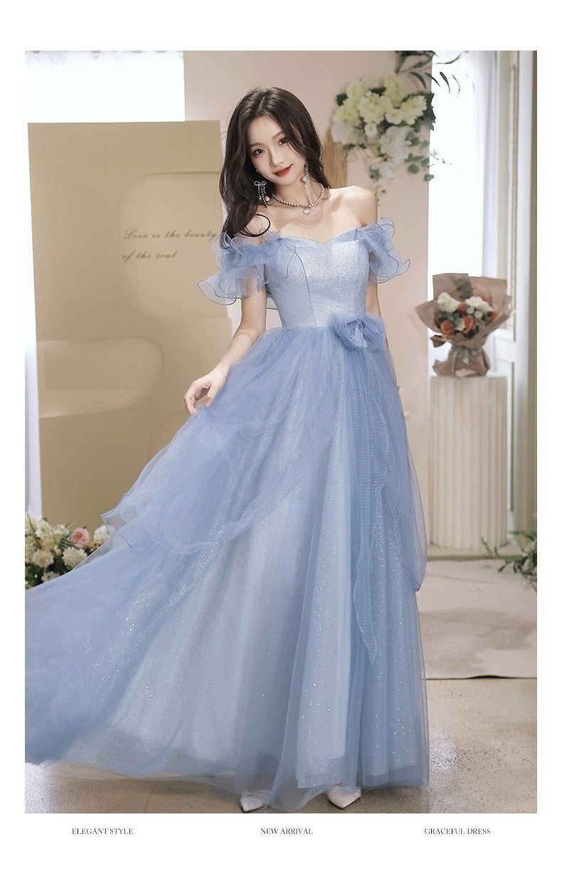 Blue Evening Dress for Women 2024 New High-Grade Fairy Graduation Host Art Exam High-End Affordable Luxury Niche French Style