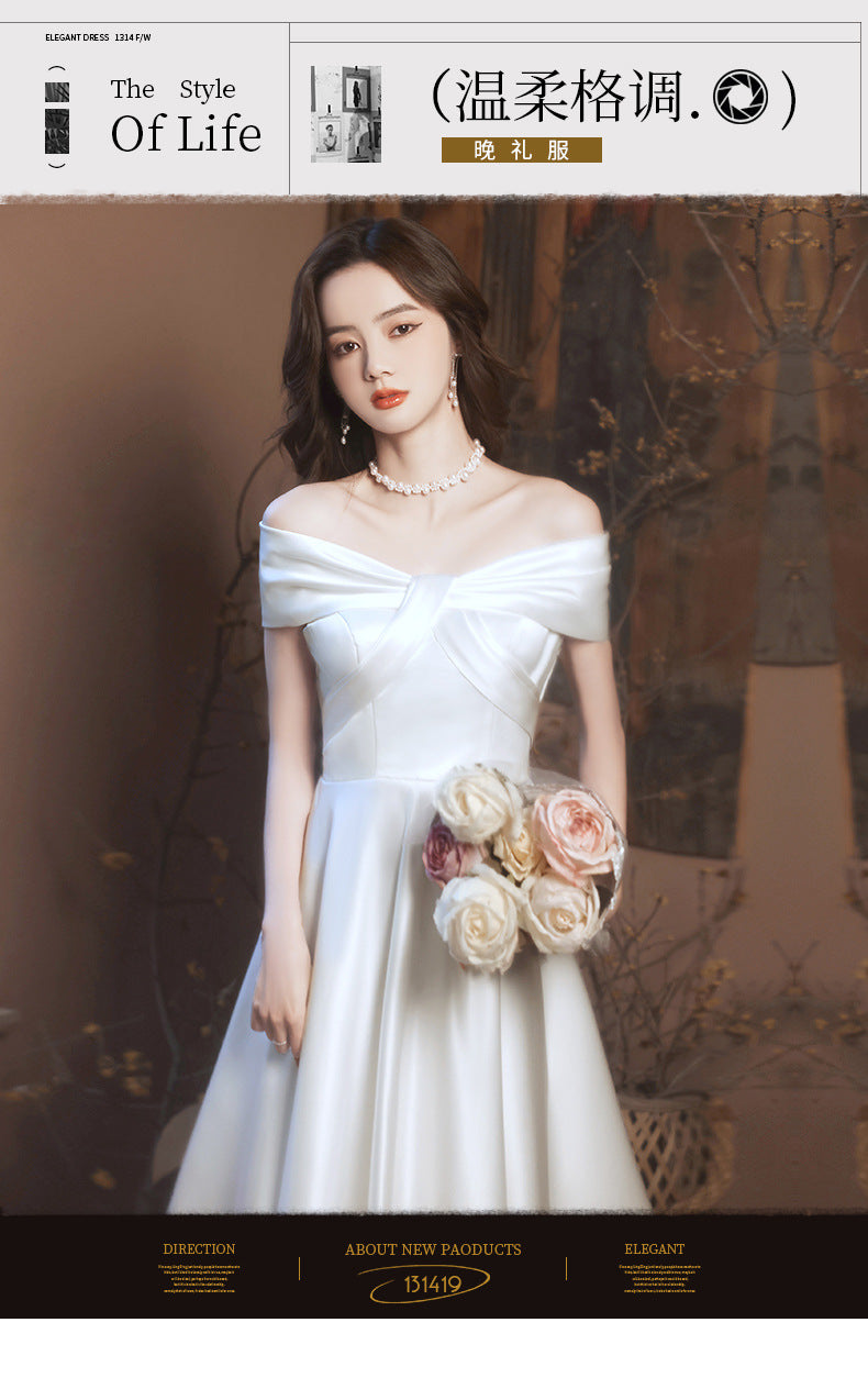 Young Banquet Dress Dress Women's 2024 New Elegant Host Dress Daily Style Engagement Evening Dress