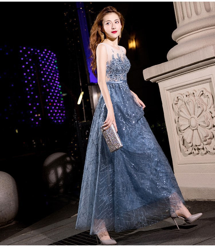 Elegant Evening Dress Women's 2024 Autumn New Annual Meeting Dignified Generous Long Slimming Host Banquet Evening Dress