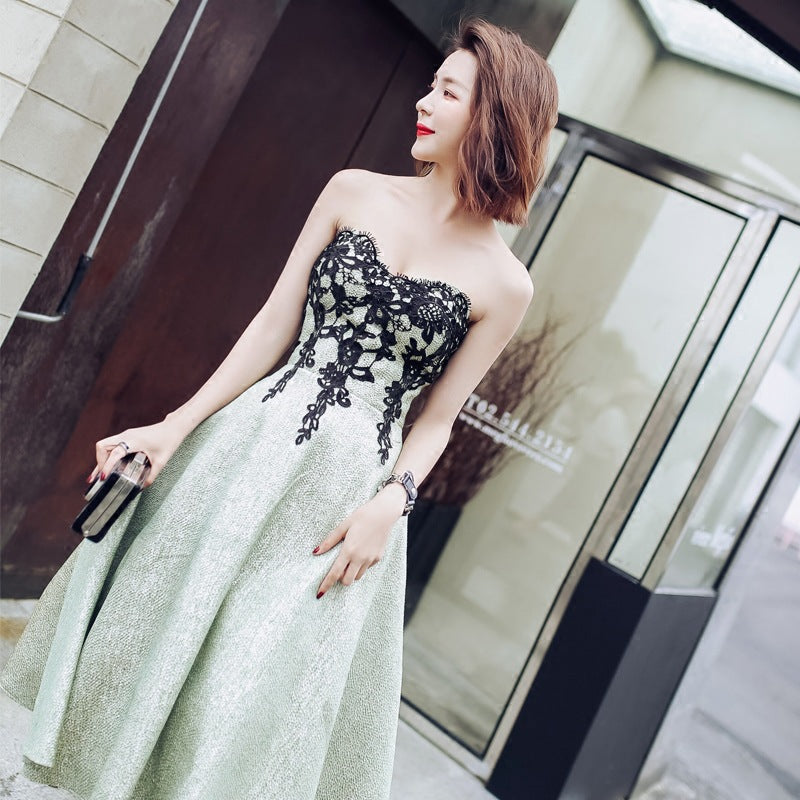 Evening Dress Off shoulder Banquet Mid-Length Party Dinner Suit Women's Dress H2293