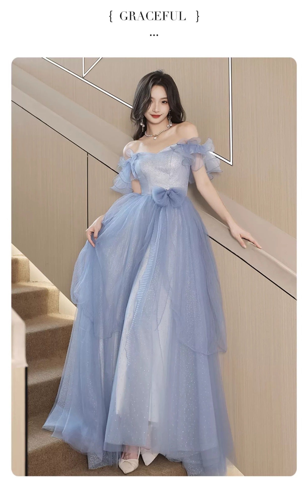 Blue Evening Dress for Women 2024 New High-Grade Fairy Graduation Host Art Exam High-End Affordable Luxury Niche French Style