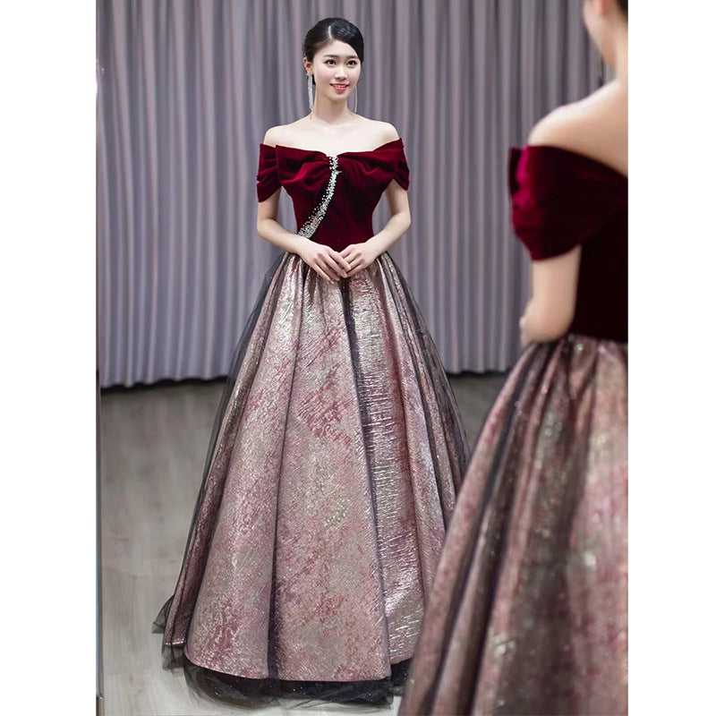 Toast Dress Bride High-End Temperament Vocal Music Art Test Evening Dress Female Host Banquet Light Luxury Minority High Sense