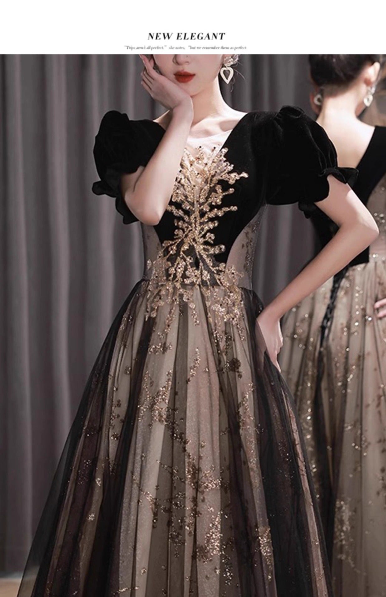 Banquet Evening Dress 2024 New Hepburn Style Annual Meeting Elegant Black Host's Dress Student Art Exam Dress