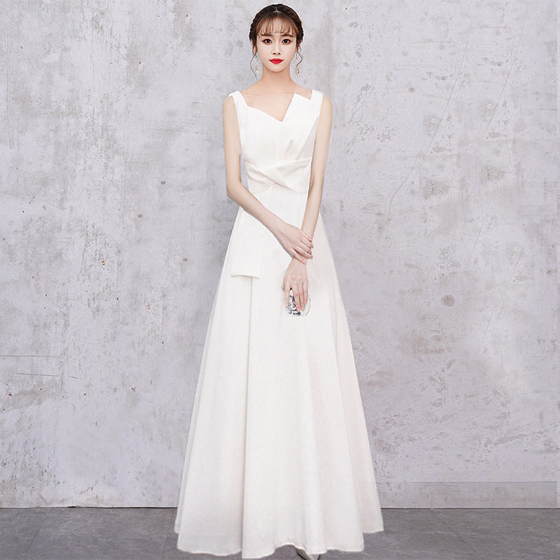 Banquet Evening Dress Female 2023 New Style White Fairy Student Dress Daily Style Temperament Dress Slimming