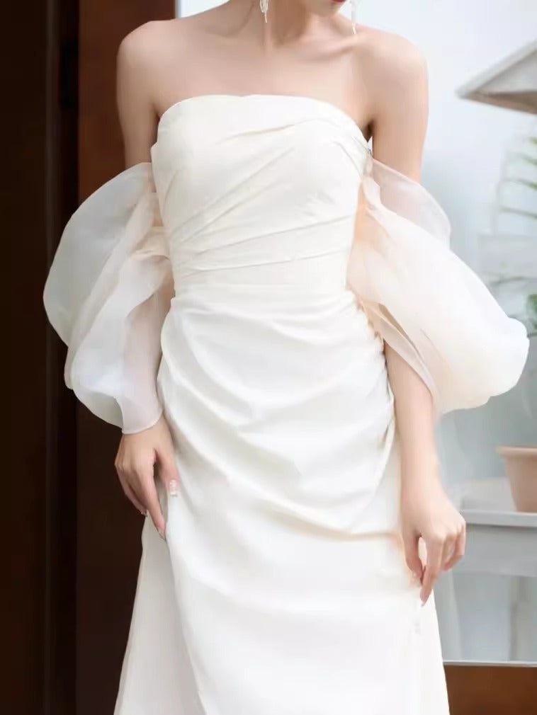 French Light Wedding Dress Bridal Outdoor Travel Shooting Dress Light Luxury Minority High-End Welcome Yarn Toast Dress