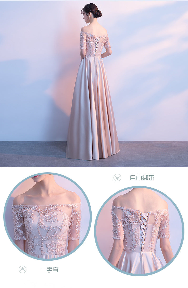 Long Bridesmaid Dress 2024 New Spring and Summer Korean Style Slim Fit Slimming Sisters Group Dress Performance Graduation Dress for Women