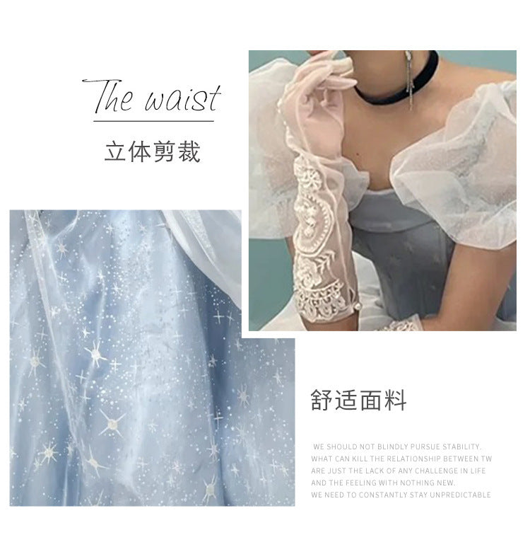 Evening Dress Women's, Blue Fairy High Sense Niche Princess Adult Ceremony Light Luxury Temperament Ladies Banquet Dress