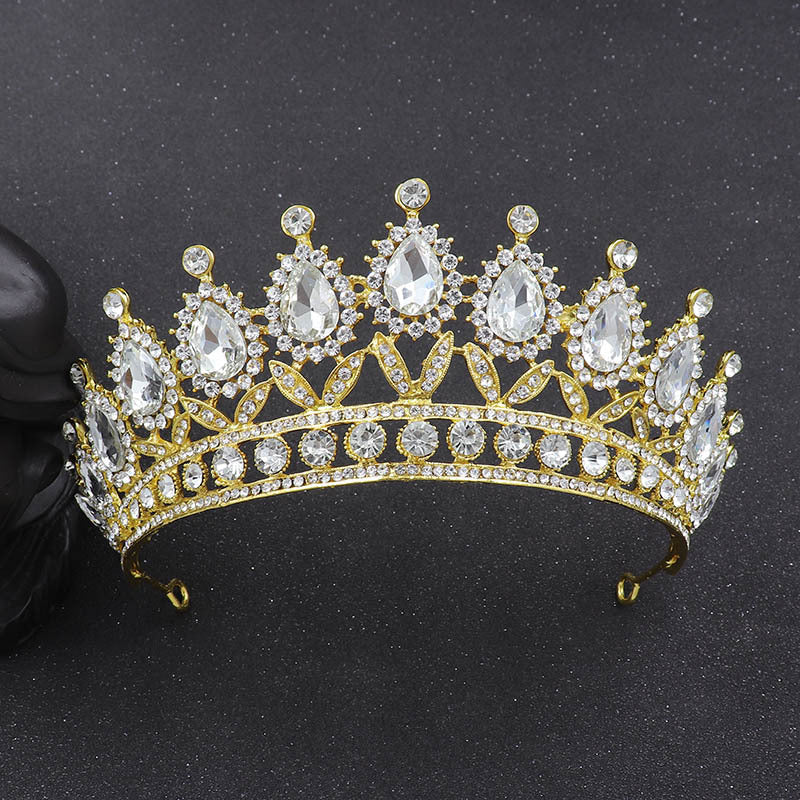 hair Crown European And American Bride Crown Baroque Drop-Shaped Diamond Princess Crown Performance Birthday Headdress Wedding Dress Accessories Crown LAS392