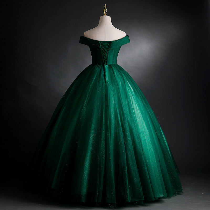 Wedding Dress Green Evening Dress Solo Performance Costume Student Vocal Music Art Test Dress Pettiskirt Annual Meeting Host Evening Dress Female H279