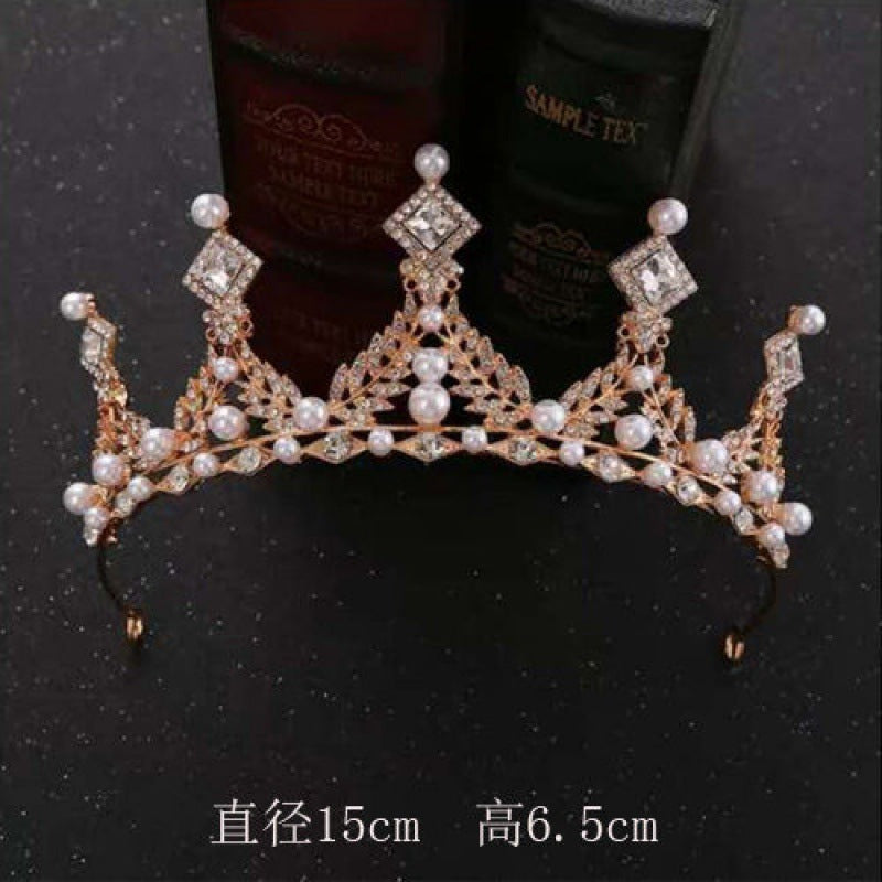 Crown Headdress Bride Black Baroque 18-Year-Old Adult Ceremony Princess Little Girl Birthday Super Fairy Performance Crown