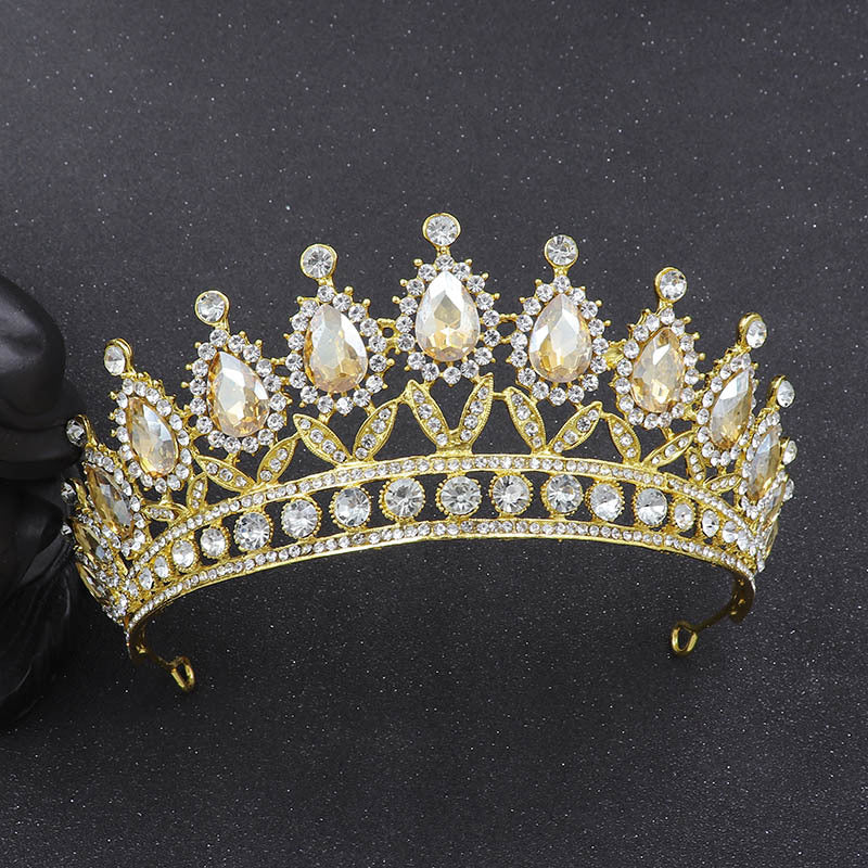 hair Crown European And American Bride Crown Baroque Drop-Shaped Diamond Princess Crown Performance Birthday Headdress Wedding Dress Accessories Crown LAS392