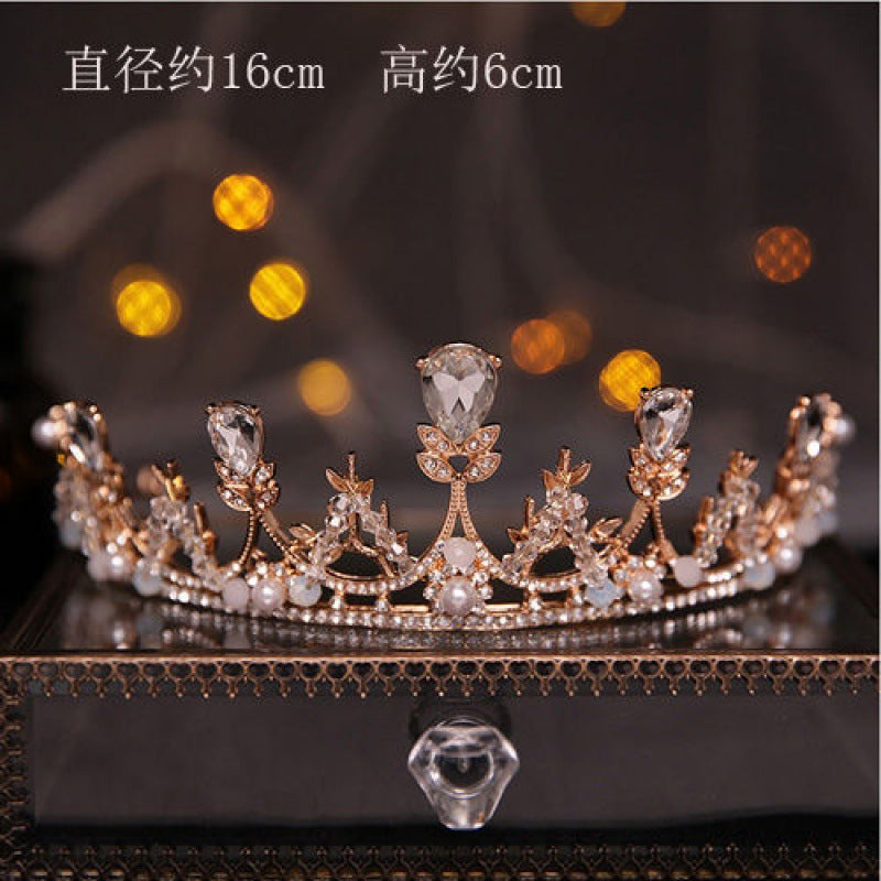 Crown Headdress Bride Black Baroque 18-Year-Old Adult Ceremony Princess Little Girl Birthday Super Fairy Performance Crown