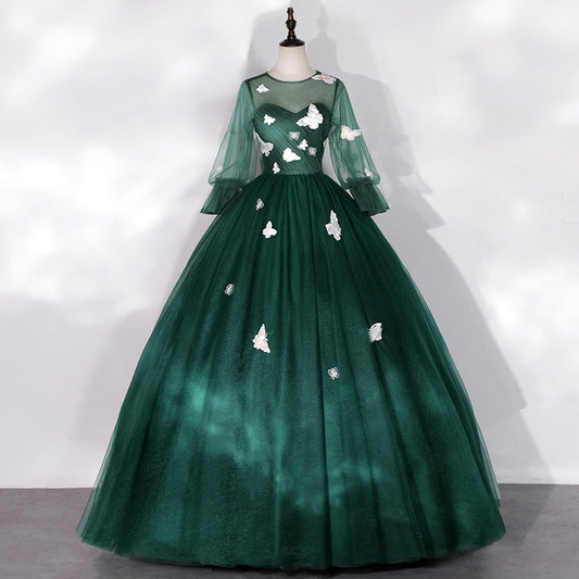 Green Dress Women's Bel Canto Solo Pettiskirt Long 2023 New Piano Stage Host Formal Dress H729