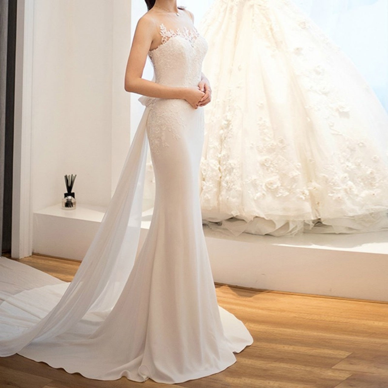 Wedding Dress evening dress  long midwaist wedding dream slimming sleeveless see-through super fairy light wedding dress