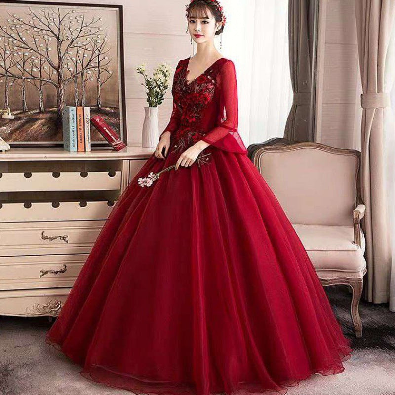 Evening dress Pompous skirt host long costume Vocal music art test students Bel Canto solo stage annual meeting dress female