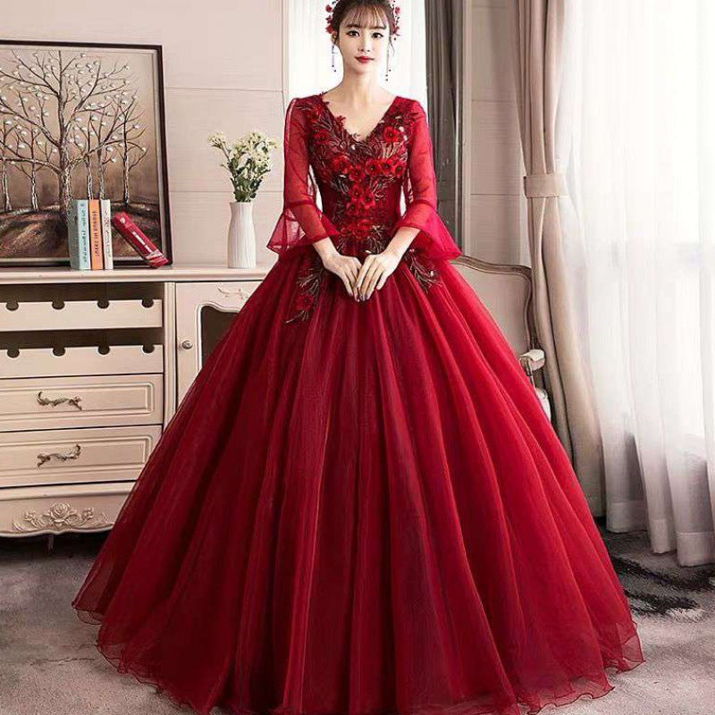 Evening dress Pompous skirt host long costume Vocal music art test students Bel Canto solo stage annual meeting dress female