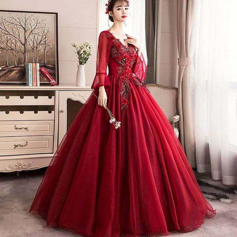 Evening dress Pompous skirt host long costume Vocal music art test students Bel Canto solo stage annual meeting dress female