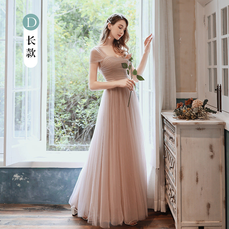 light  green eveing dress wedding dress bridesmaid Dress Wedding Dress Women's Water Green Performance Graduation Long Mesh Evening Dress LAS430