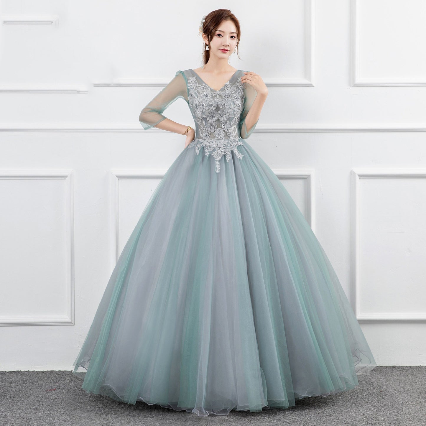 Wedding Dress Mint Green Embroidery Noble Elegant after the Year Art Exam Beauty Evening Dress Pettiskirt Beautiful Princess Dress LAS373