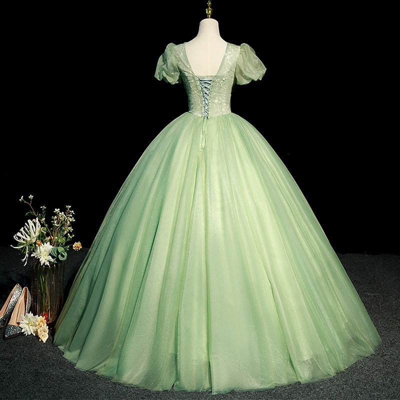 Evening Dress Green Vocal Music Piano Art Exam Solo Performance Pettiskirt Host's Dress Adult Ceremony H288