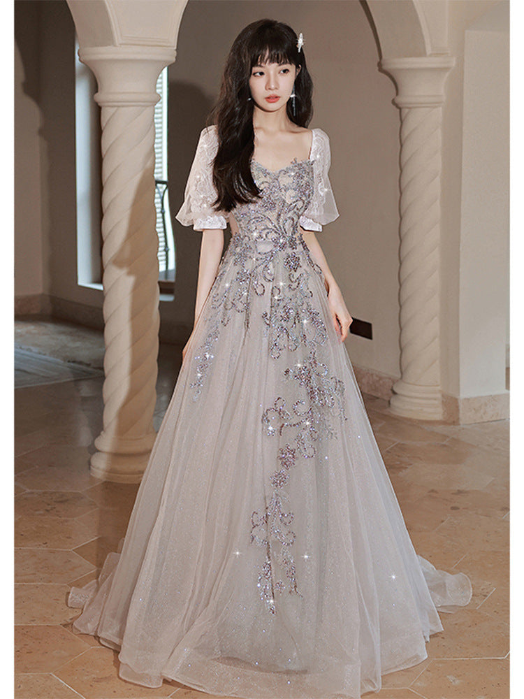 Dinner Dress French Royal Style Banquet Temperament Socialite Princess on the Run Host Wedding Dress H829