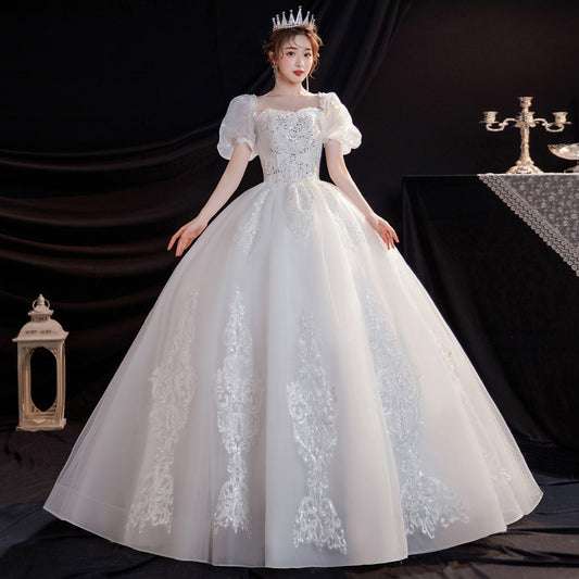 Wedding Dress Floor-Length Bride New Style Trailing Simple Elegant Princess Style French Light Main Pregnant Women Small2022Formal Dress