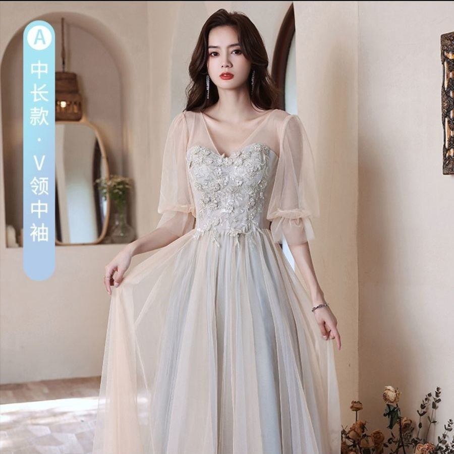 Bridesmaid Dress Women's Spring 2022 New Wedding Fairy Female Friends Sisters Party Party Dress Slimming Long H667