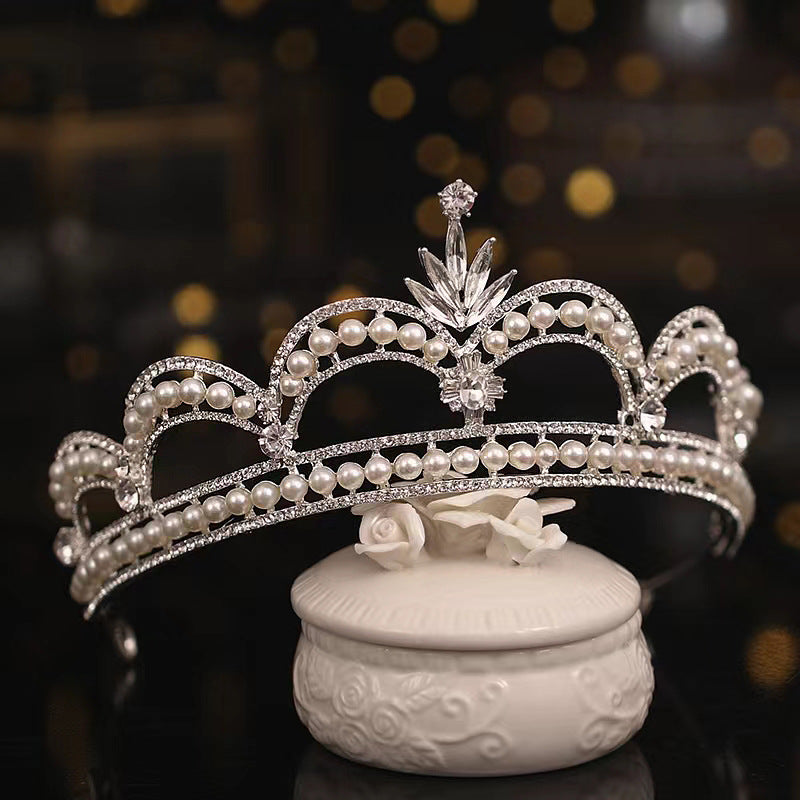 Hair Crown Headdress Korean Style Bridal Crown Wedding Headdress Wedding Dress Accessories Birthday Crown Tuinga H82o2