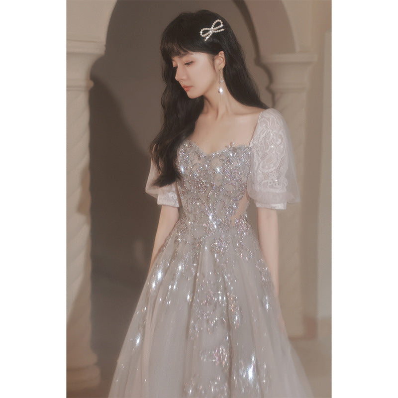 Dinner Dress French Royal Style Banquet Temperament Socialite Princess on the Run Host Wedding Dress H829