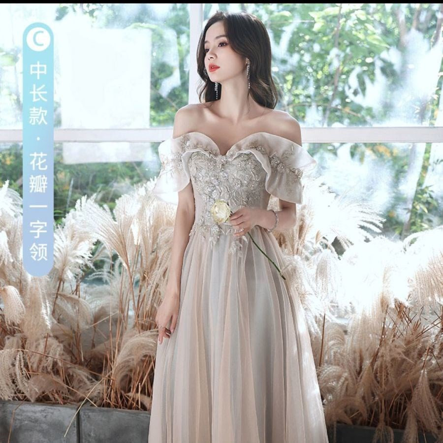 Bridesmaid Dress Women's Spring 2022 New Wedding Fairy Female Friends Sisters Party Party Dress Slimming Long H667