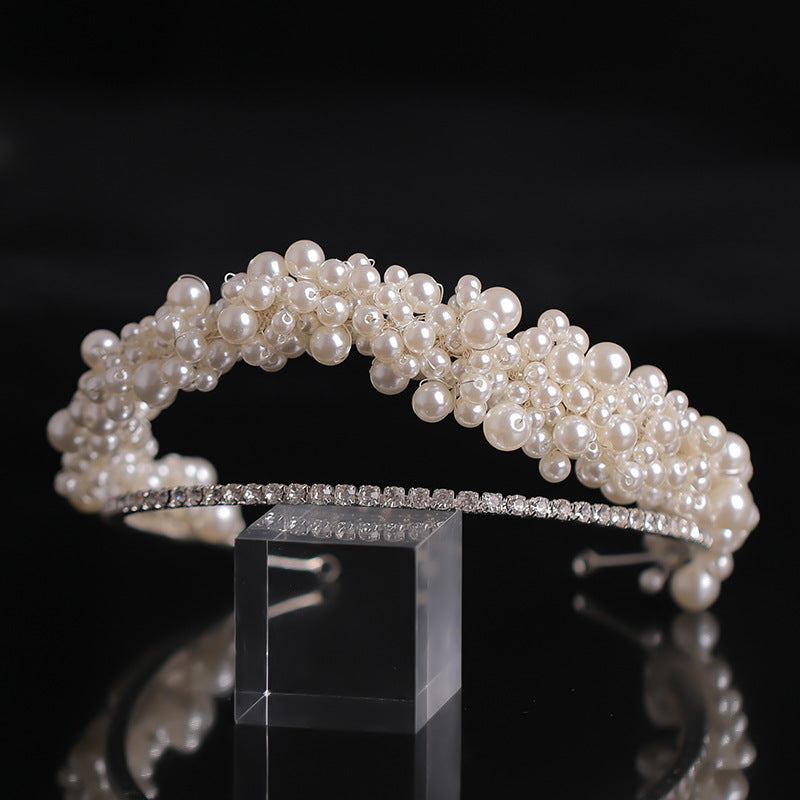 Korean Style Pearl Headband wedding Crown Exquisite Hand-Made Textured Headdress Wedding Dress Headdress Bride Wedding Jewelry